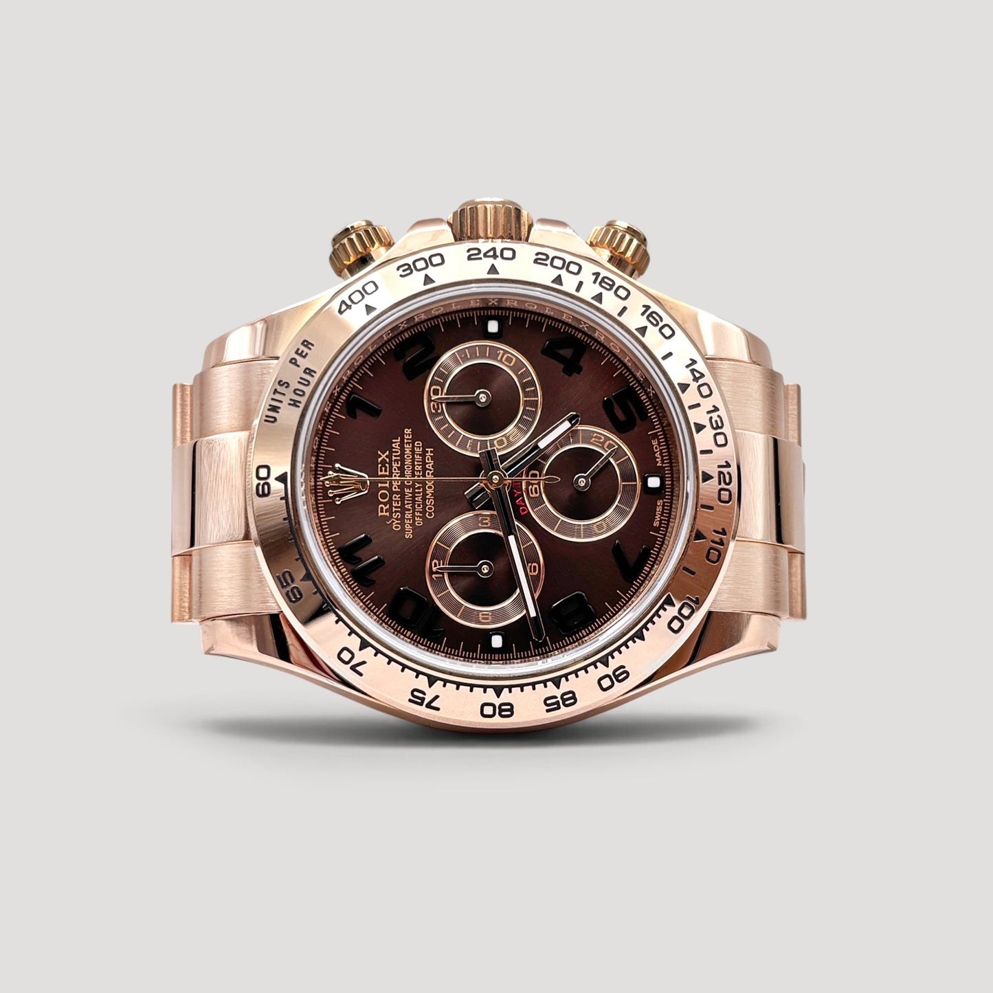 Mint Rolex Daytona Chocolate Arabic Rose Gold 40mm 116505