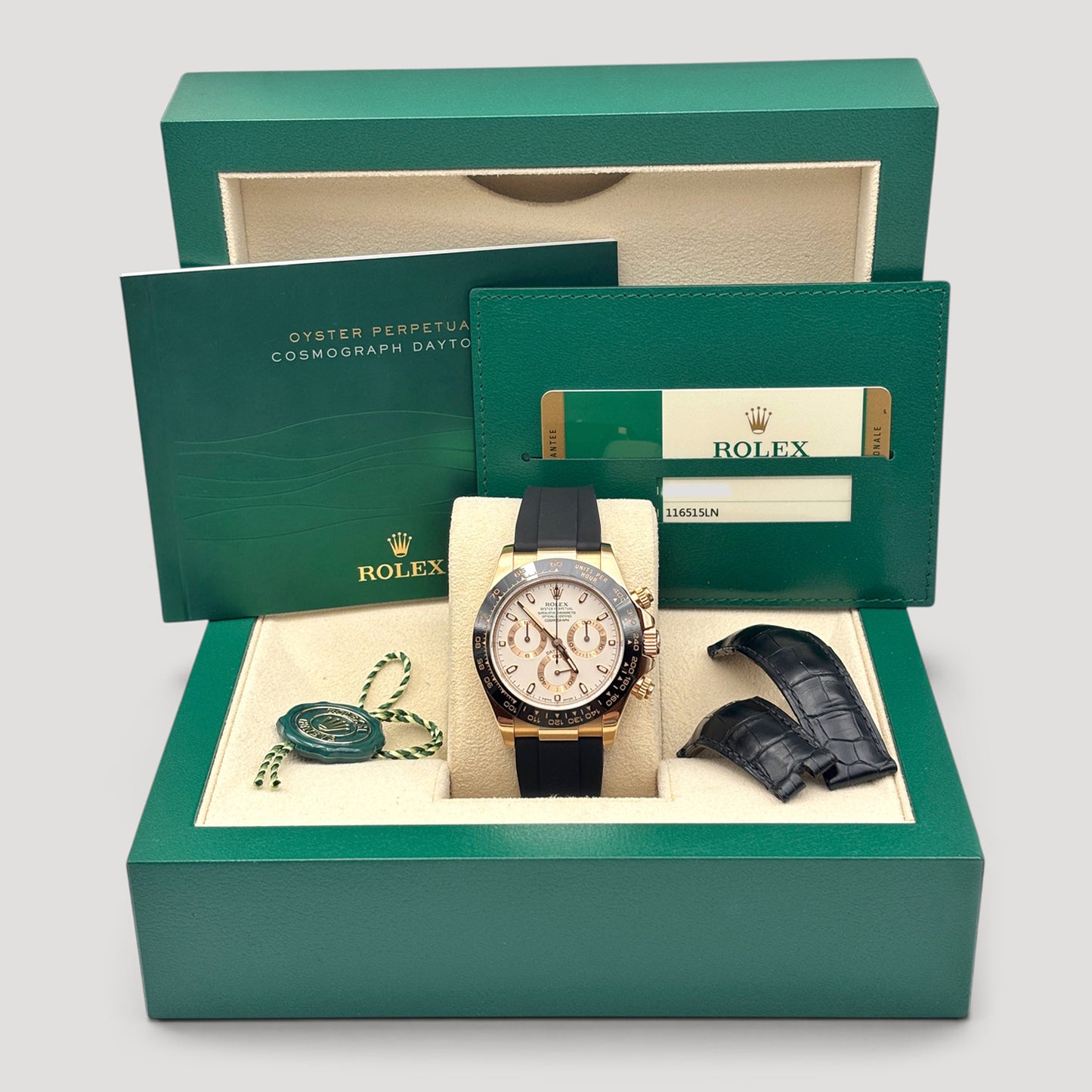 Mint Rolex Daytona Ivory Leather Rose Gold 40mm 116515LN