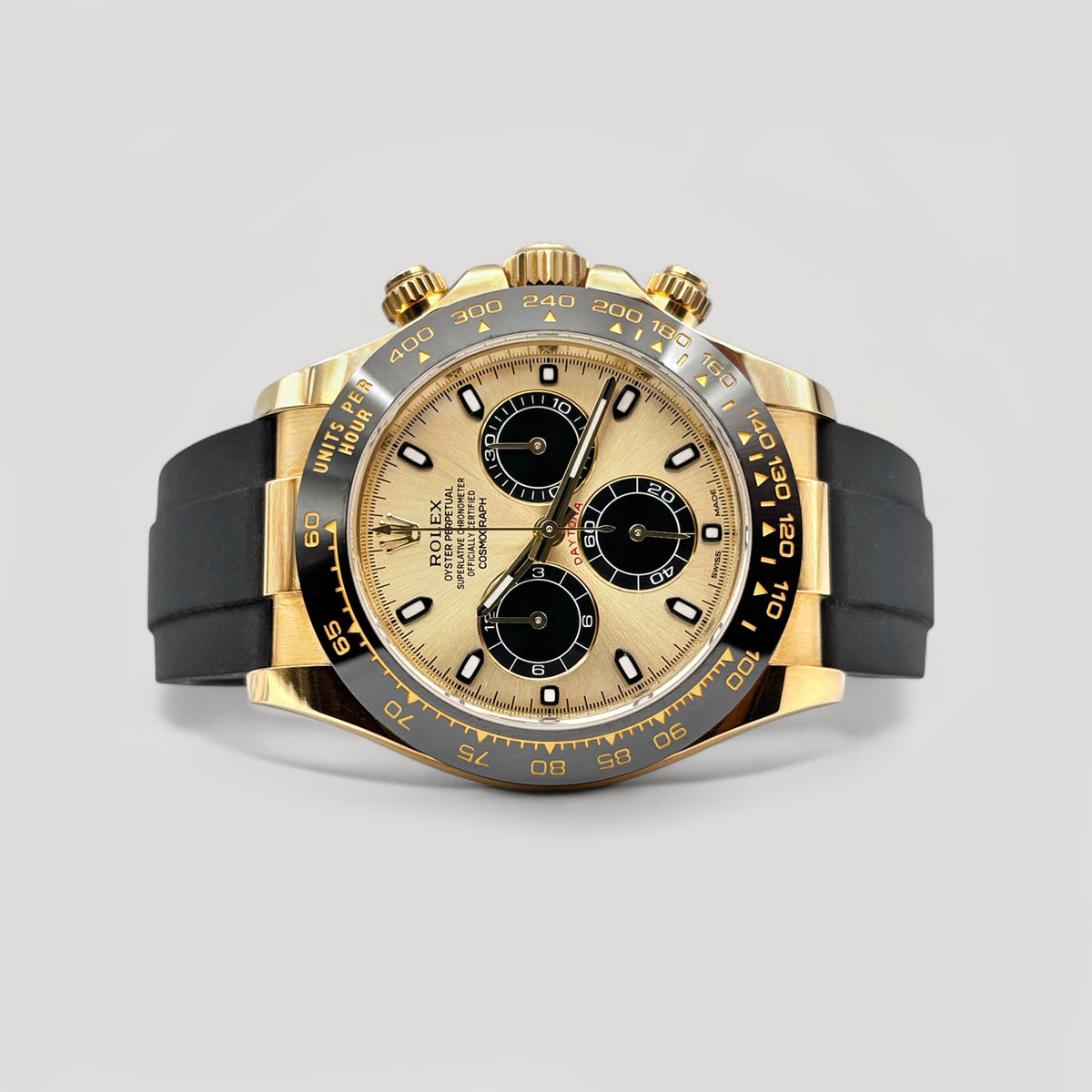 Mint Rolex Daytona YML Golden & Black Oysterflex Yellow Gold 40mm 116518LN