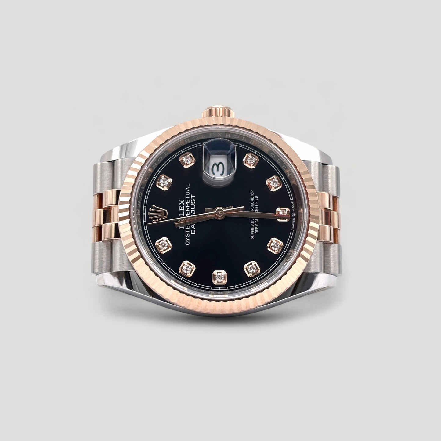 Mint Rolex Datejust Black w/ 10 Points Diamond Jubilee 36mm 126231