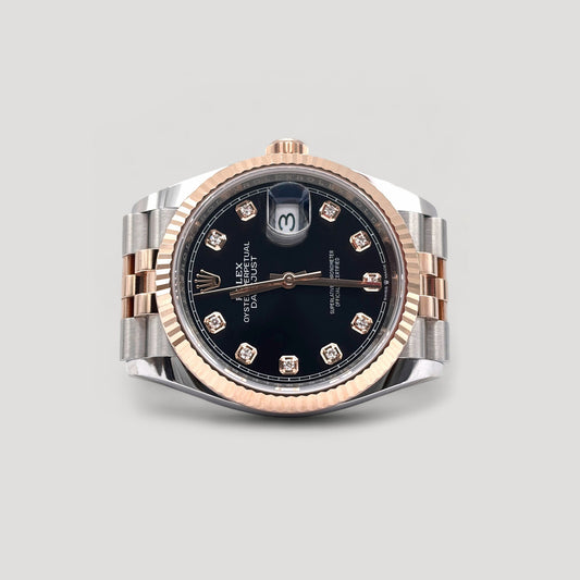 Mint Rolex Datejust Black w/ 10 Points Diamond Jubilee 36mm 126231