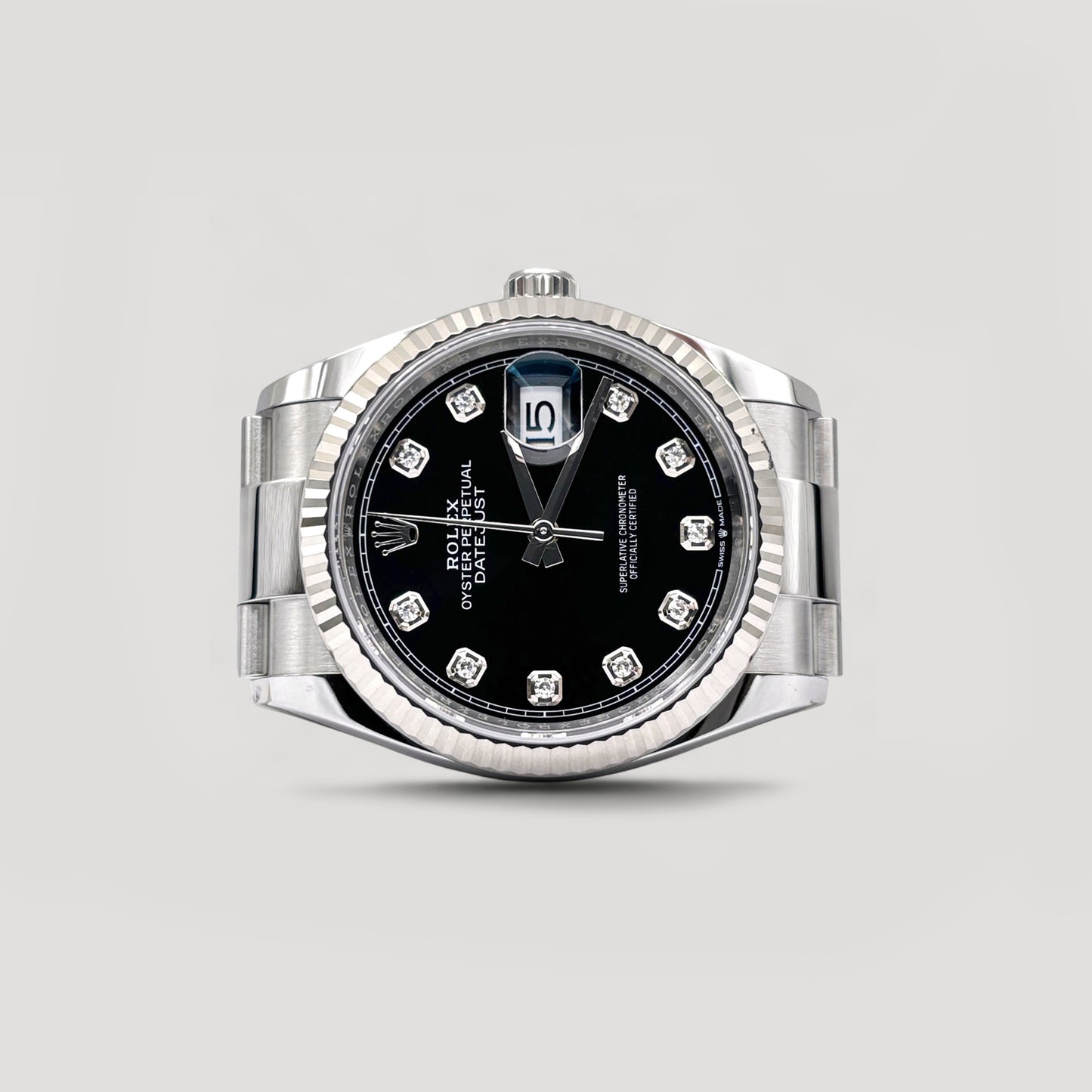 Mint Rolex Datejust Black w/ 10 Points Diamond Oyster 36mm 126234