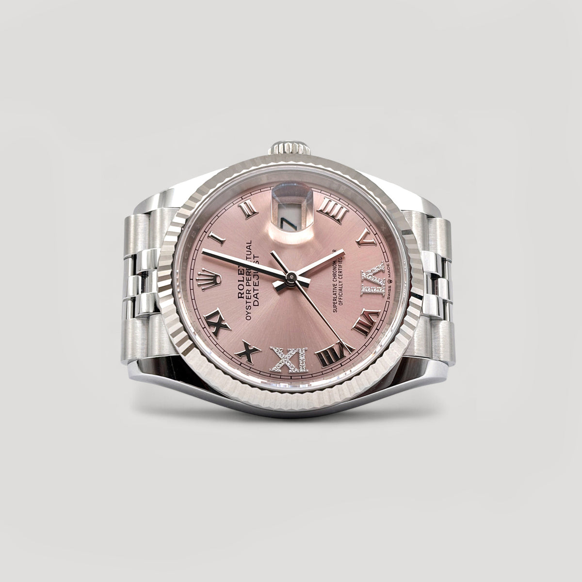 Brand New Rolex Datejust Pink w/ VI & IX Diamond Jubilee 36mm 126234