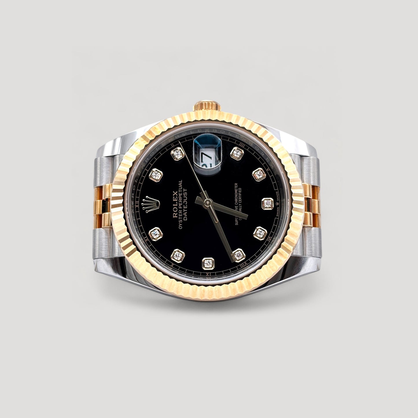 LNIB Rolex Datejust Black w/ 10 Points Diamond Jubilee 41mm 126333