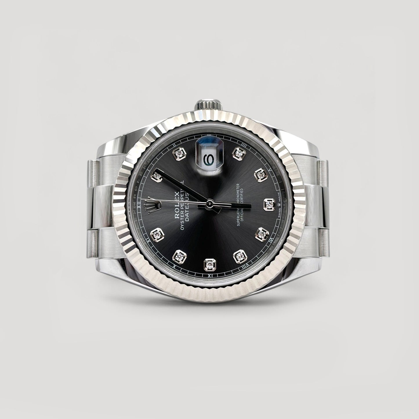 Mint Rolex Datejust Slate w/ 10 Points Diamond Oyster 41mm 126334
