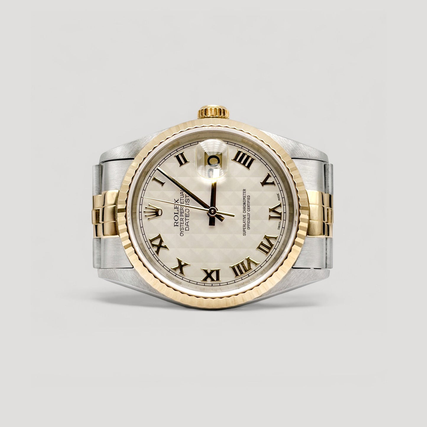 Rolex Datejust Ivory Pyramid Roman Jubilee 36mm 16233