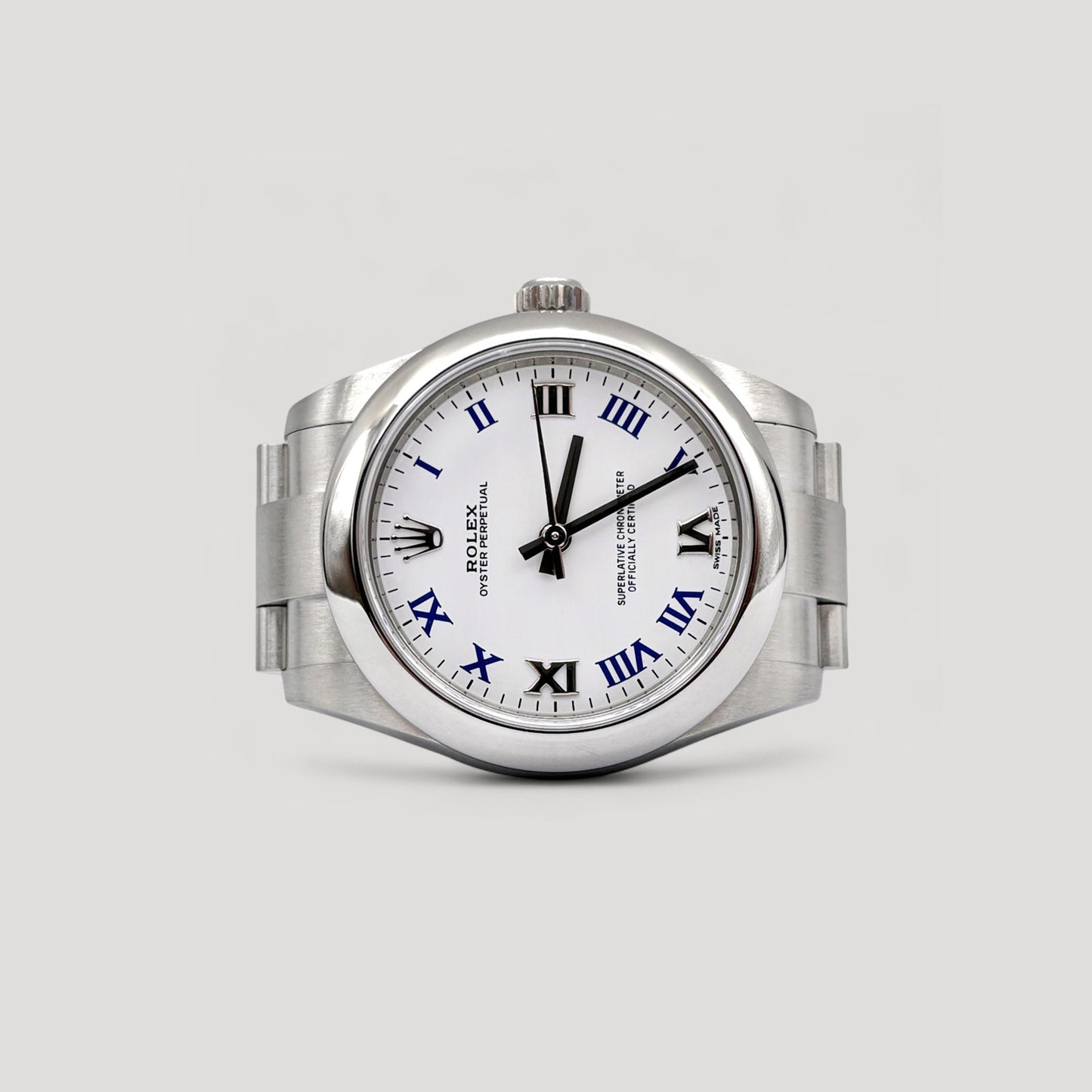Mint Rolex Oyster Perpetual White w/ Blue Roman 31mm 177200