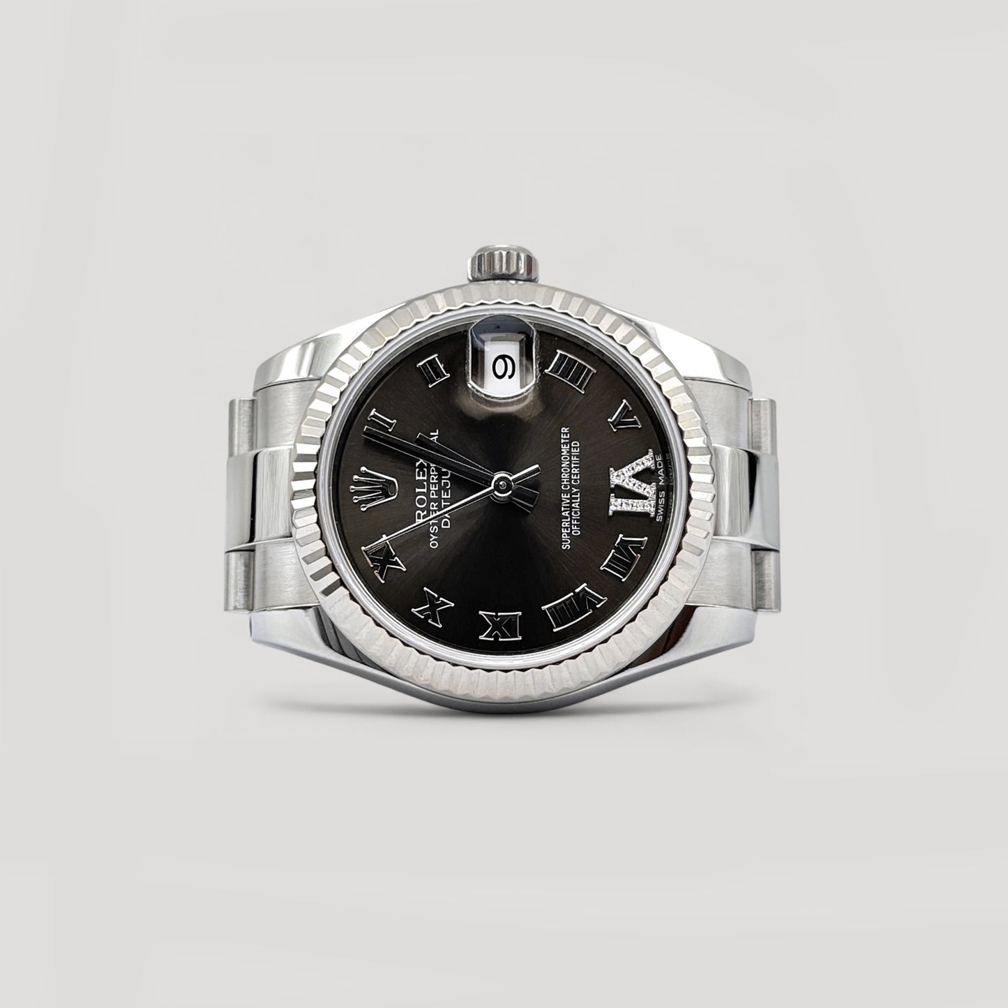 Mint Rolex Datejust Dark Grey w/ VI Diamond Oyster 31mm 178274