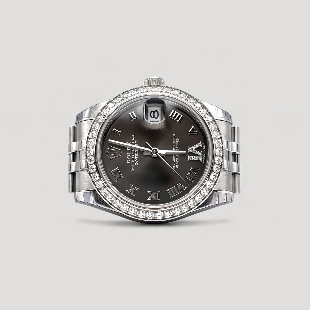 LNIB Rolex Datejust Dark Grey w/ VI Diamond & Diamond Bezel Jubilee 31mm 178384