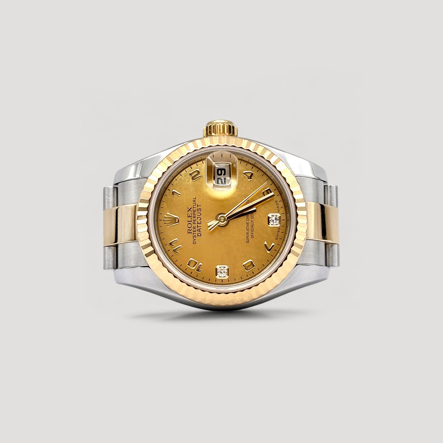 Mint Rolex Datejust Champagne MOP w/ 6 & 9 Diamond Oyster 26mm 179173