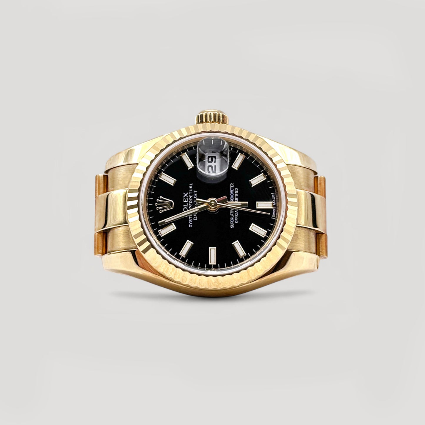 Mint Rolex Datejust Black Oyster Yellow Gold 26mm 179178