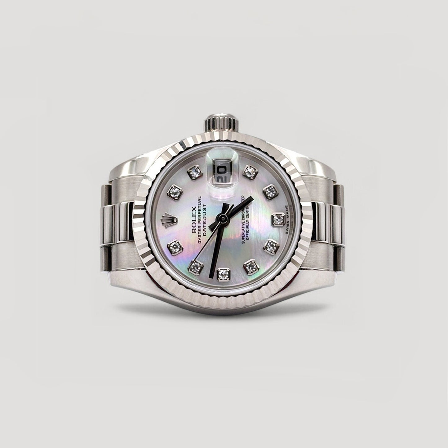 Mint Rolex Datejust "President" MOP w/ 10 Points Diamond White Gold 26mm 179179