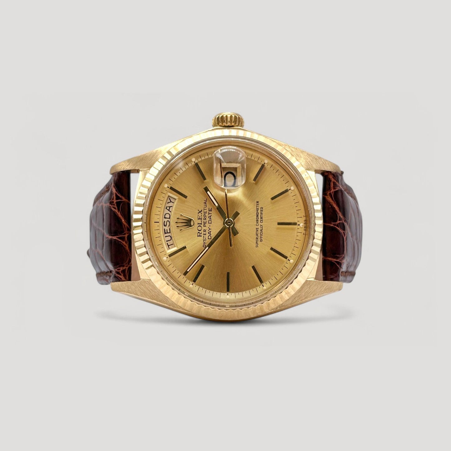Rolex Day Date Champagne Leather Yellow Gold 36mm 1803