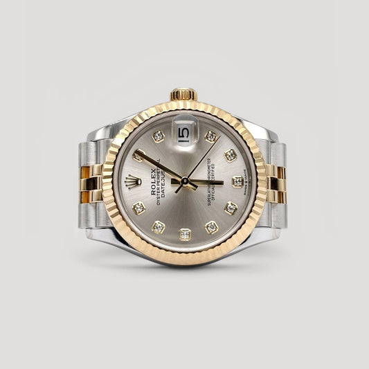 Mint Rolex Datejust Silver w/ 10 Points Diamond Jubilee 31mm 278273