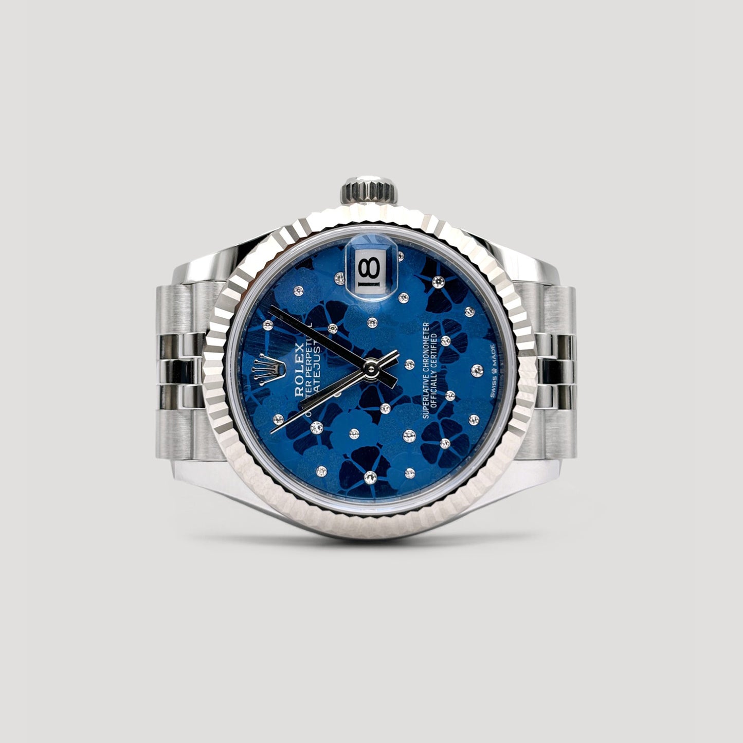 Mint Rolex Datejust Blue Floral Motif Jubilee 31mm 278274