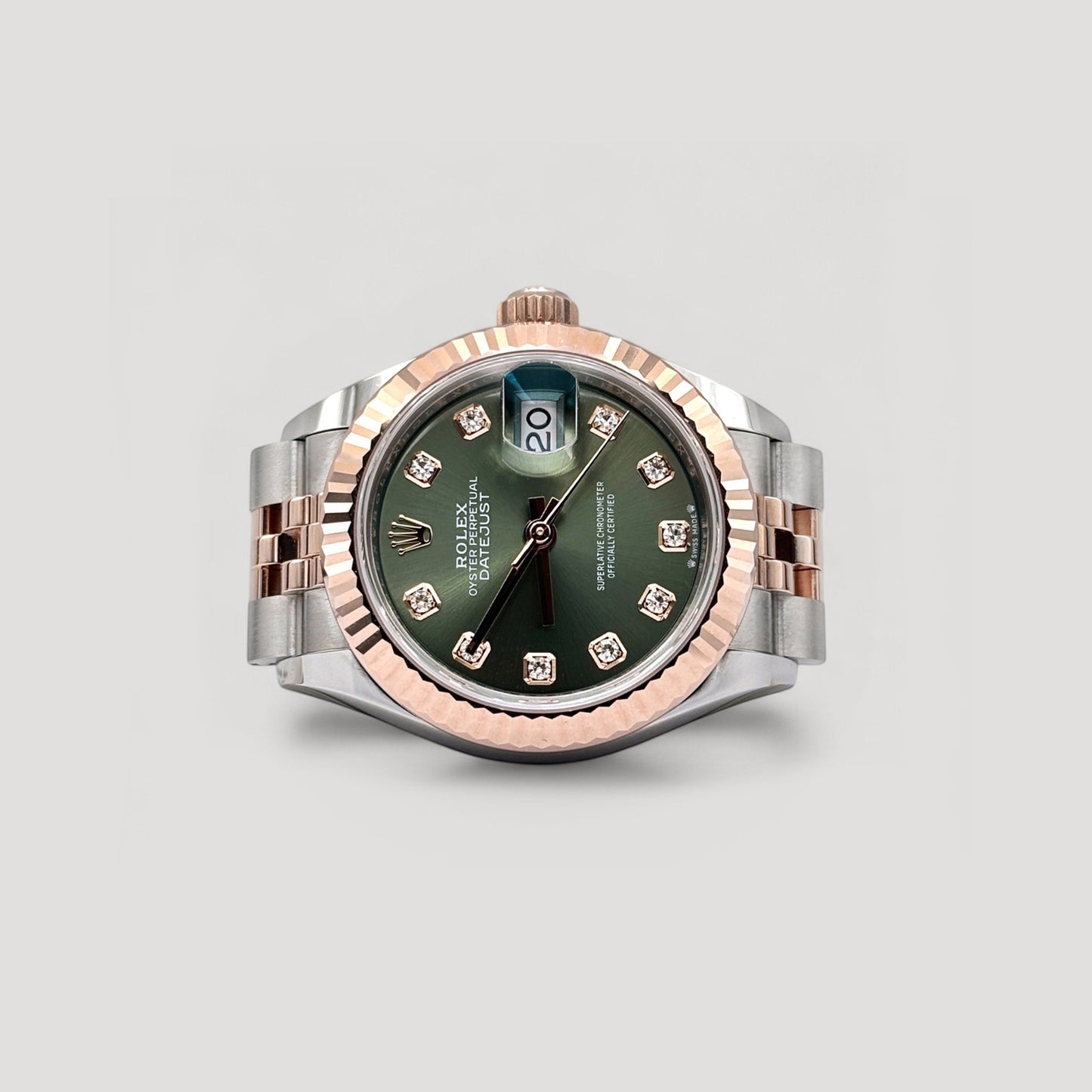 Brand New Rolex Datejust Olive Green w/ 10 Points Diamond Jubilee 28mm 279171