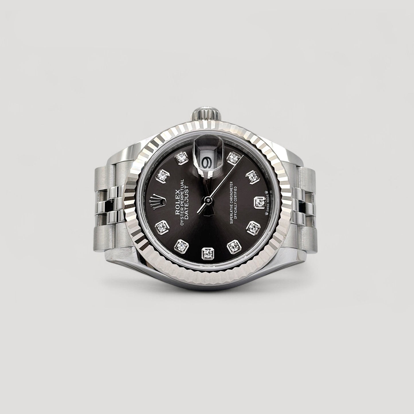 Brand New Rolex Datejust Dark Grey w/ 10 Points Diamond Jubilee 28mm 279174