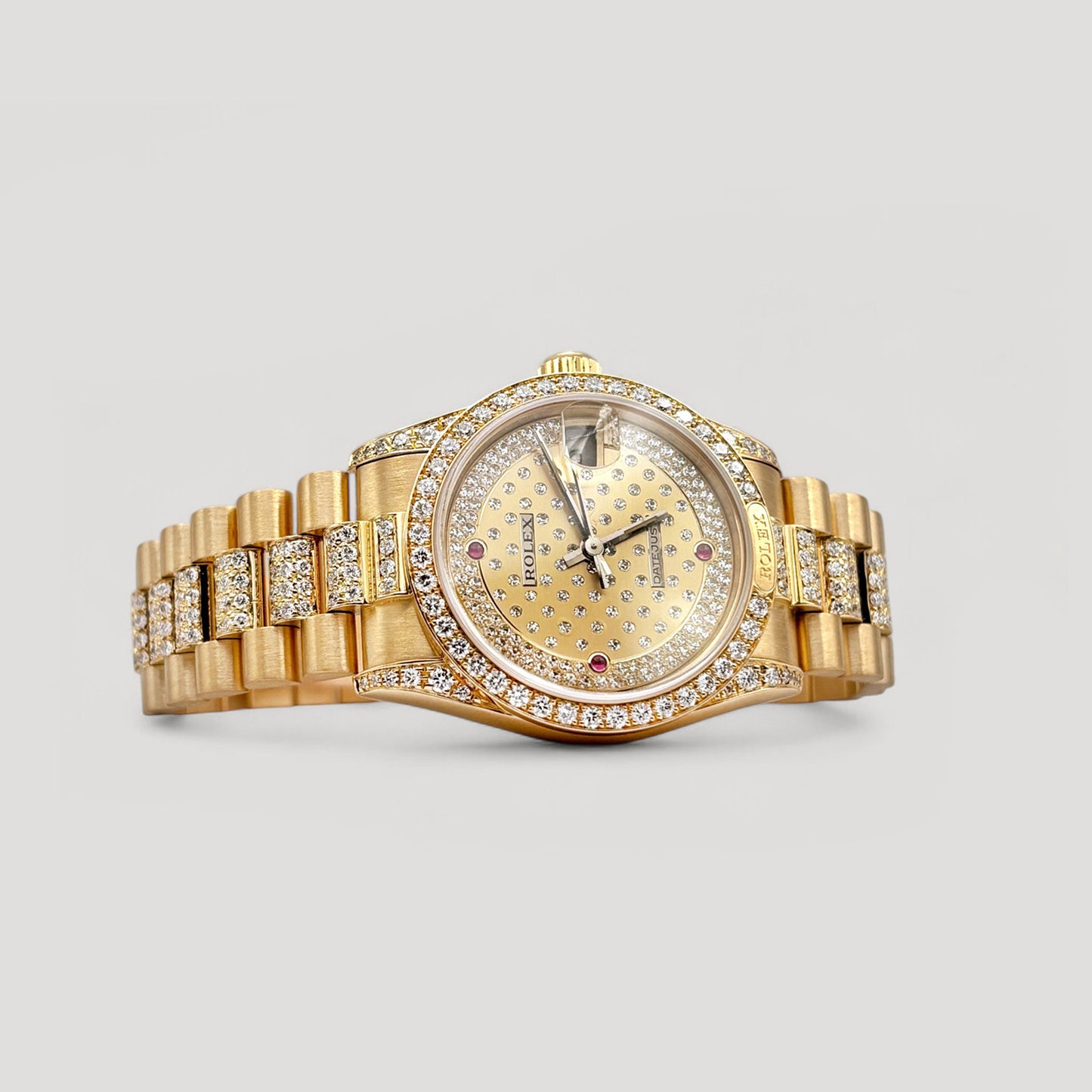 Rolex Datejust Pleiades Diamond Ruby Dial, Diamond Bezel & Bracelet Yellow Gold 31mm 68158