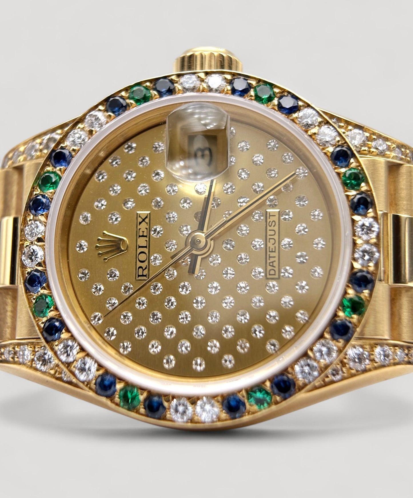 Rare Rolex Lady Queen Datejust "President" Pleiades Diamond Dial & Gemstone Diamond Bezel 26mm 69038