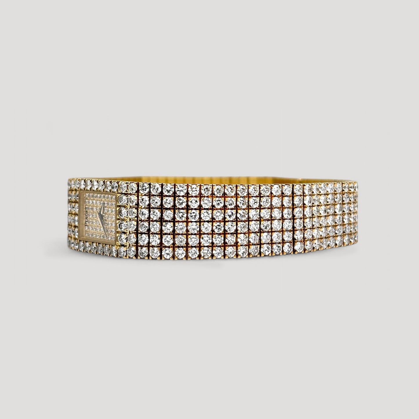 Piaget Paved Diamond Set Bracelet Watch 18k Yellow Gold 15201 C626