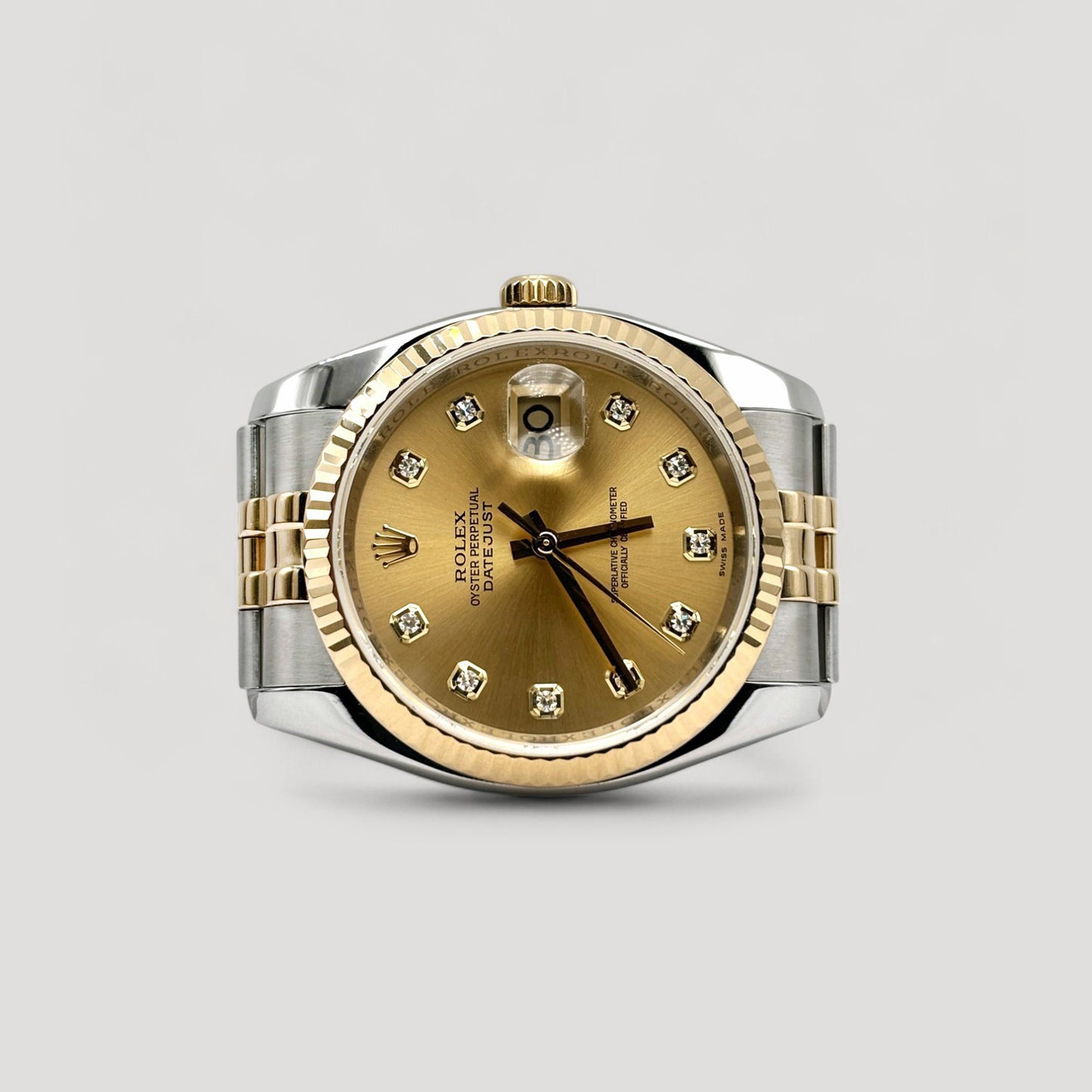 Mint Rolex Datejust Champagne w/ 10 Points Diamond Jubilee 36mm 116233