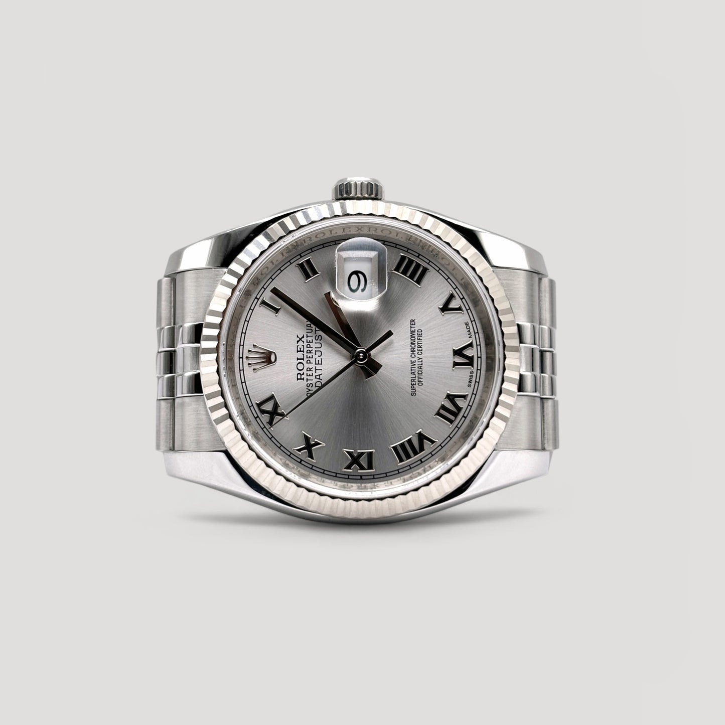 Mint Rolex Datejust Jubilee Silver Roman 36mm 116234