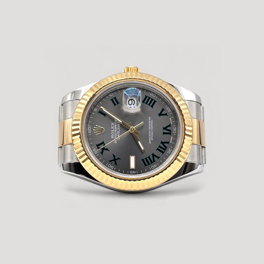 Mint Rolex Datejust Wimbledon Oyster Half Gold 41mm 116333