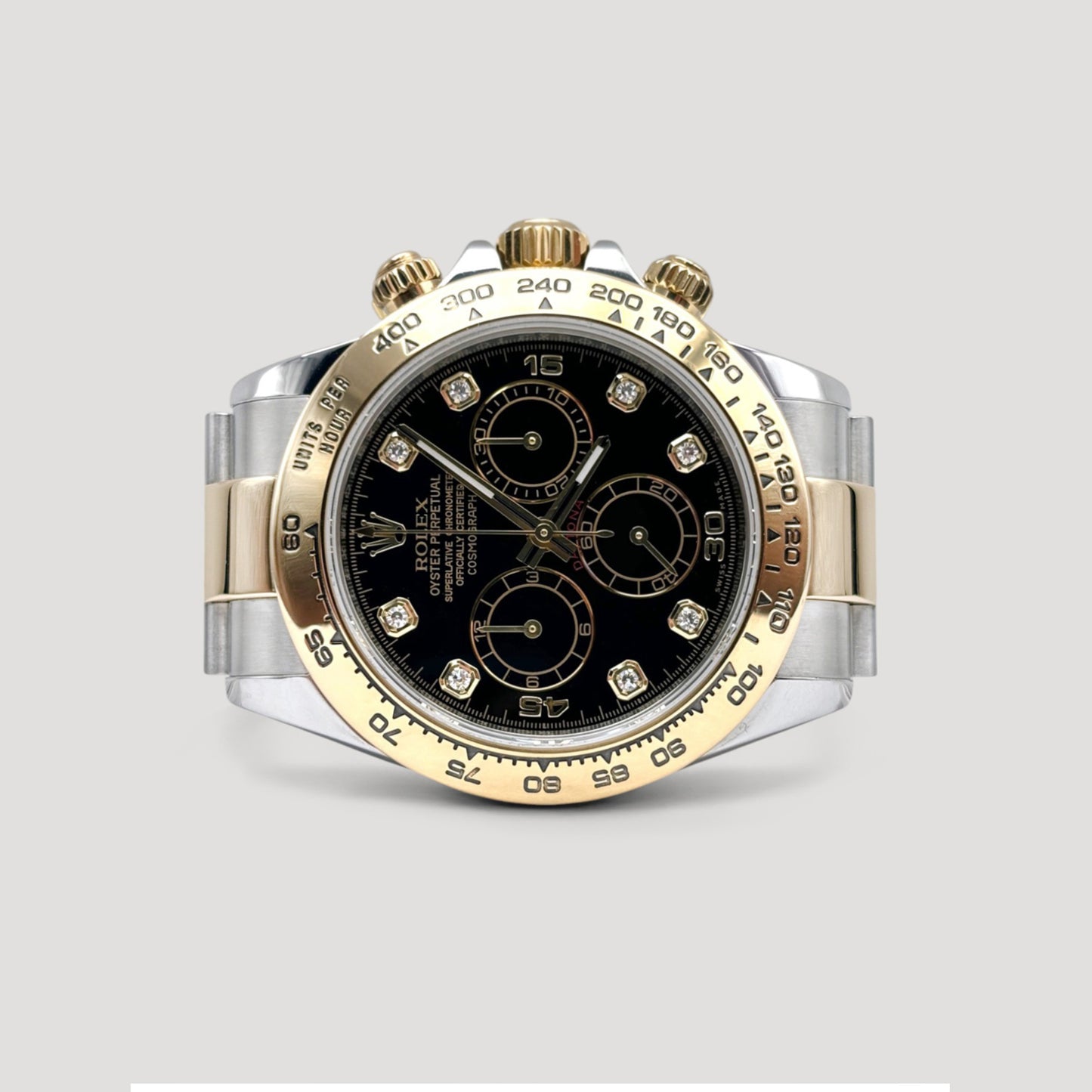 Mint Rolex Daytona Black w/ 8 Points Diamond HG 40mm 116503