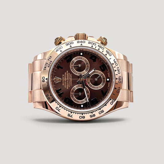 Mint Rolex Daytona Chocolate Arabic Rose Gold 40mm 116505
