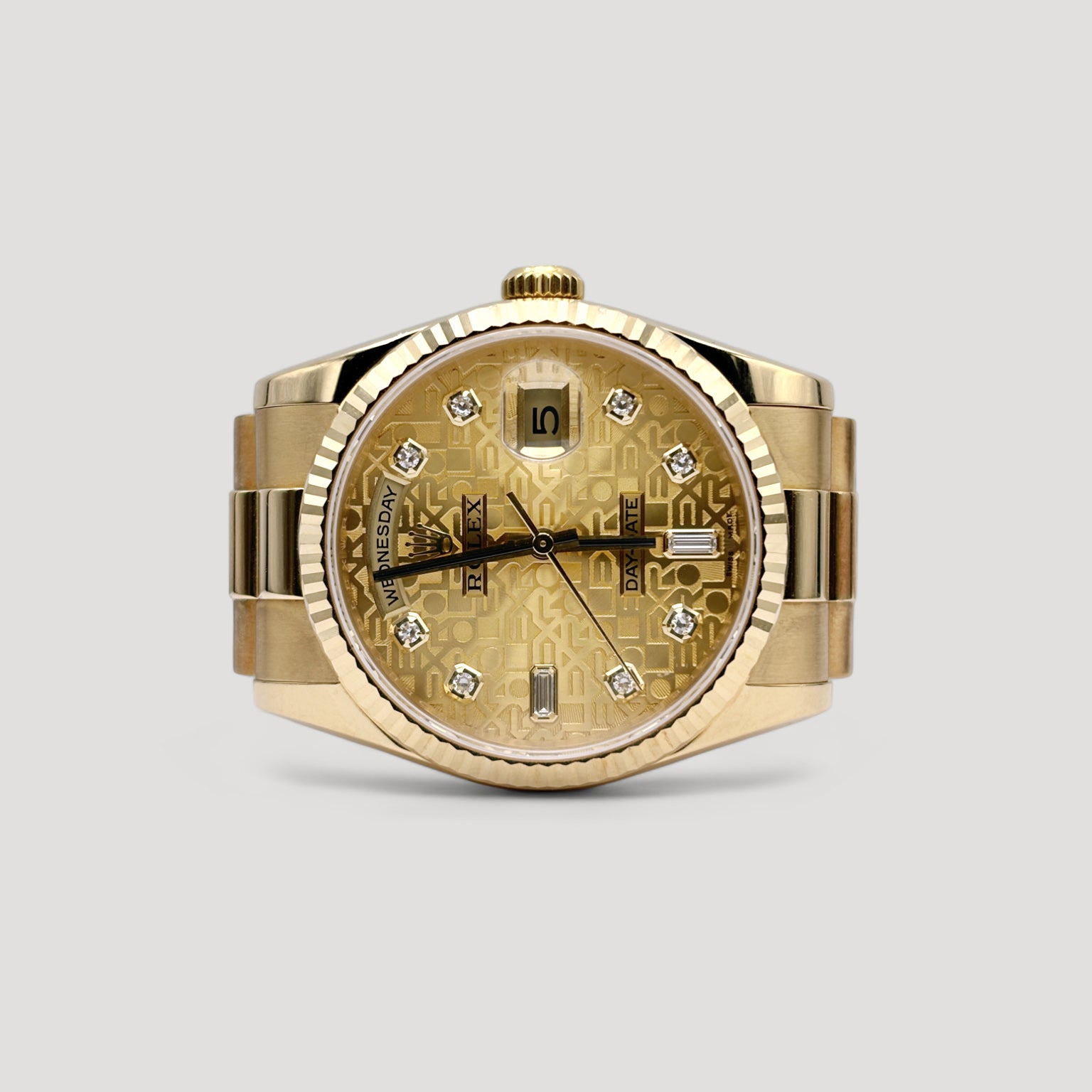 Computer Dial Mint Rolex Day Date Computer Dial w/ 6 & 9 Baguette Diamond President ...
