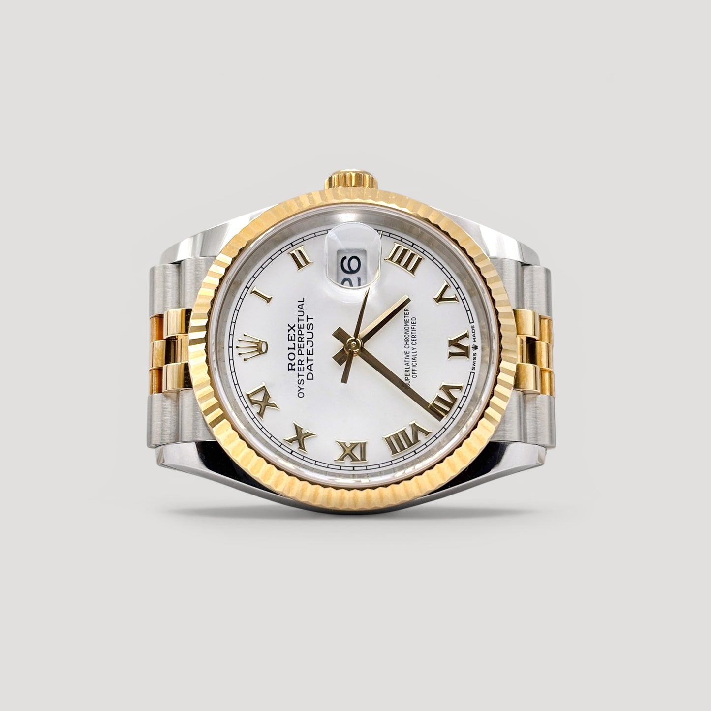 Mint Rolex Datejust White Roman Jubilee HG 36mm 126233