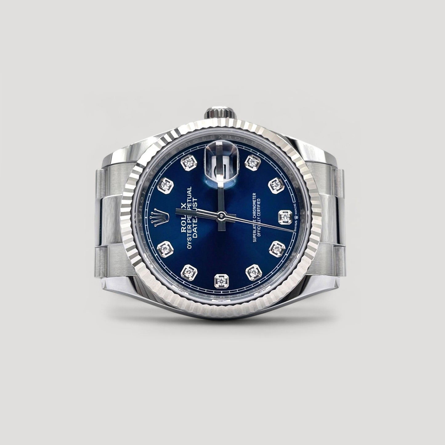 Brand New Rolex Datejust Blue w/ 10 Points Diamond Oyster 36mm 126234