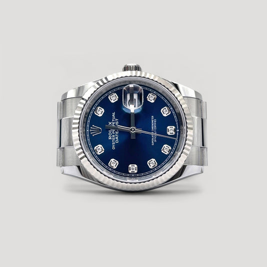 Brand New Rolex Datejust Blue w/ 10 Points Diamond Oyster 36mm 126234