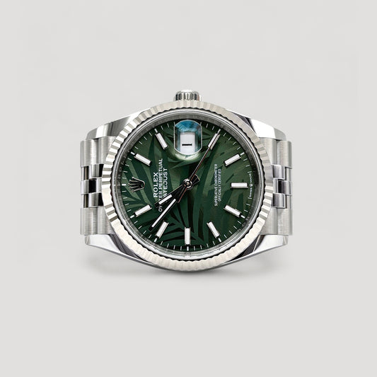 Mint Rolex Datejust Olive Green Palm Jubilee 36mm 126234