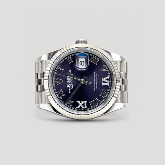 Mint Rolex Datejust Aubergine w/ VI & IX Diamond Jubilee 36mm 126234