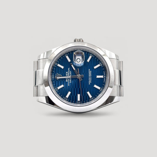 Brand New NOS Rolex Datejust Blue Fluted Motif Oyster 41mm 126300