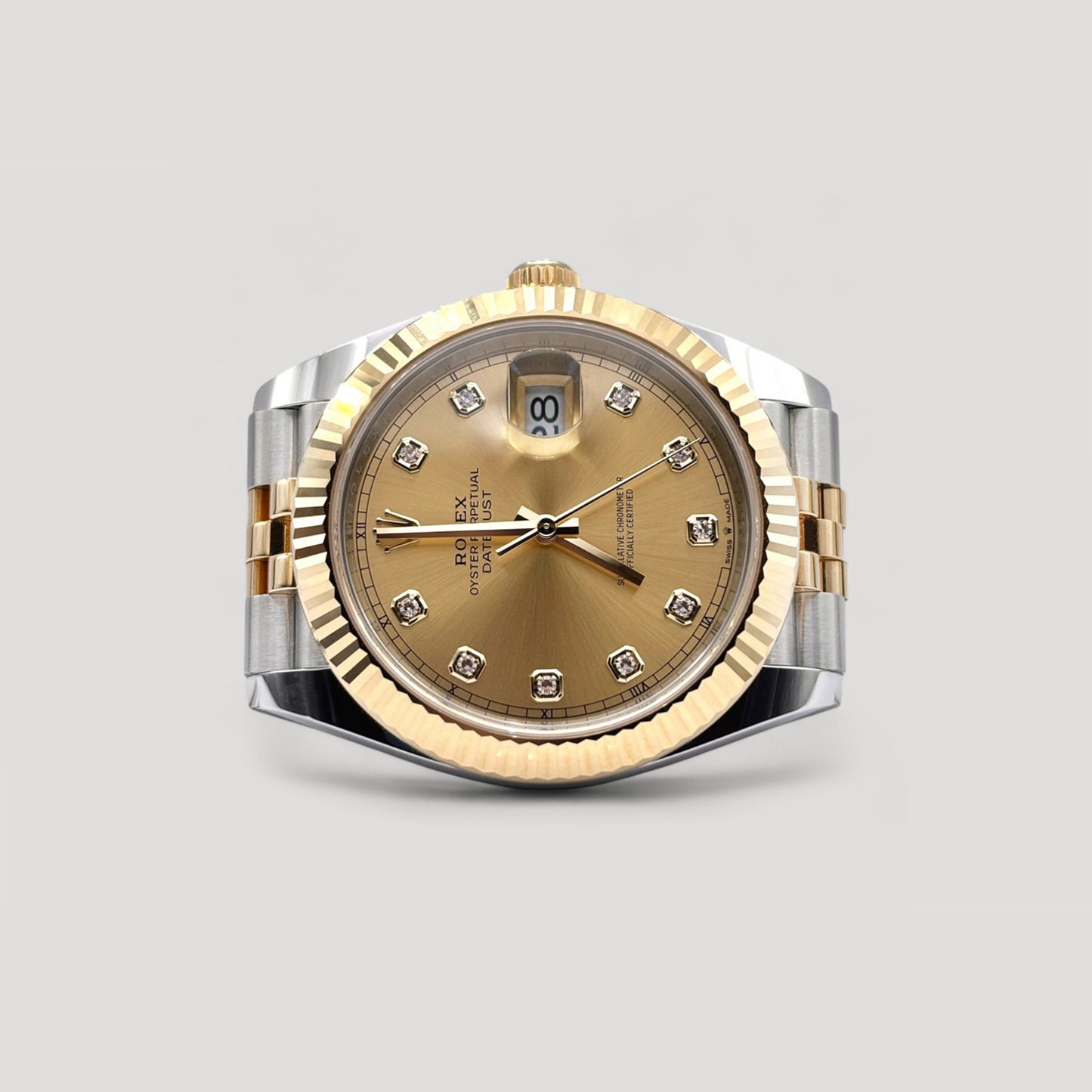 Mint Rolex Datejust Champagne w/ 10 Points Diamond Jubilee 41mm 126333