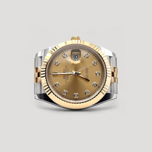 Mint Rolex Datejust Champagne w/ 10 Points Diamond Jubilee 41mm 126333