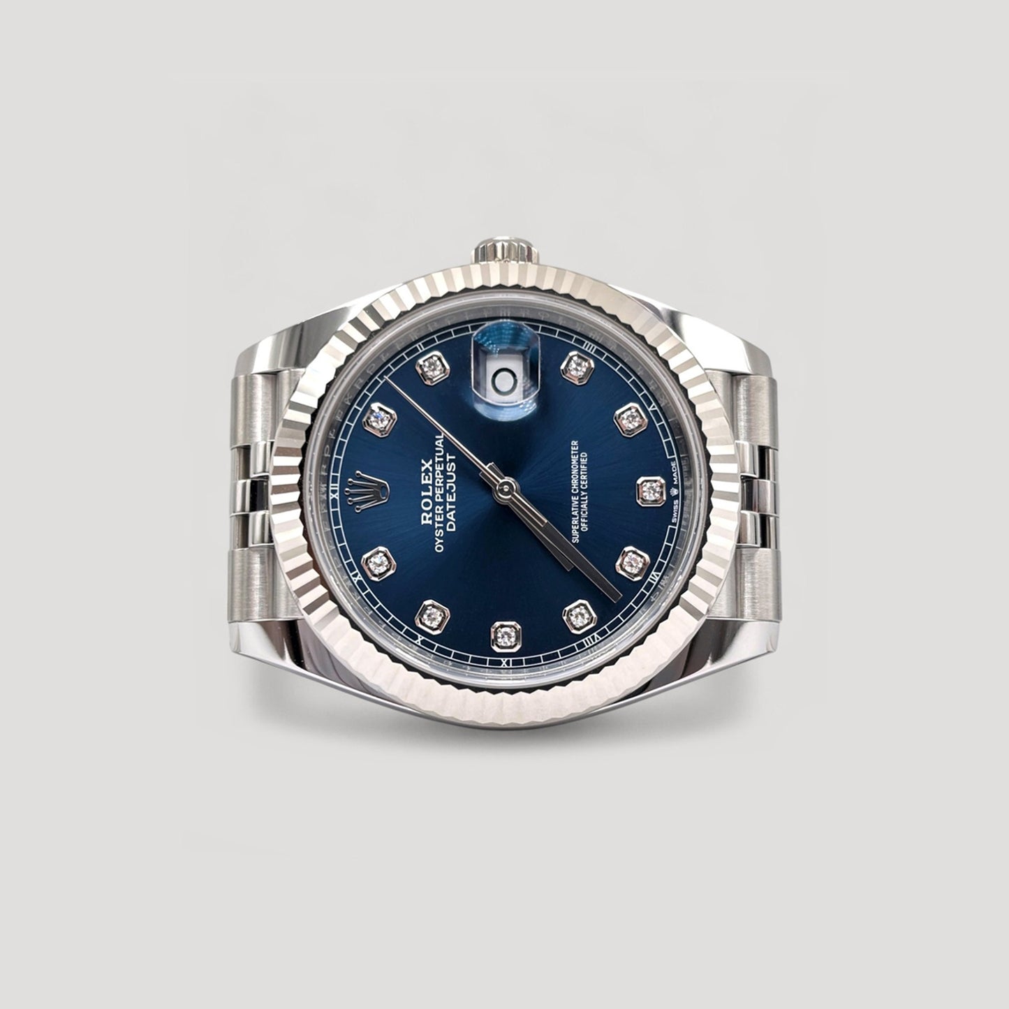 Mint Rolex Datejust Blue w/ 10 Points Diamond Jubilee 41mm 126334