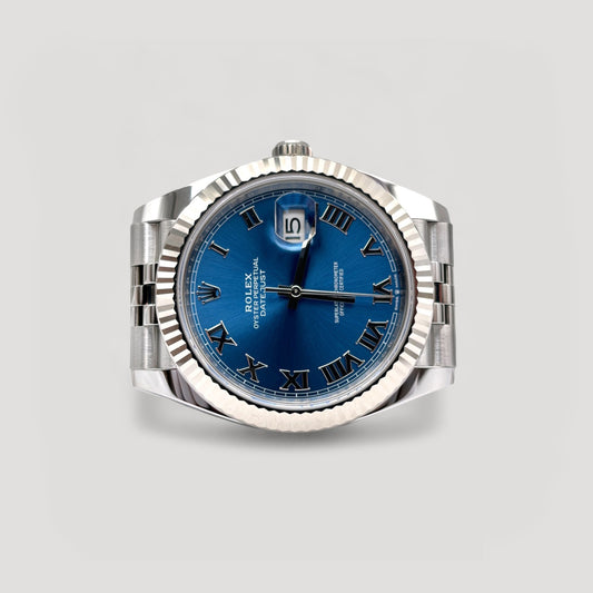 Brand New Rolex Datejust Azzurro Blue Roman Jubilee 41mm 126334