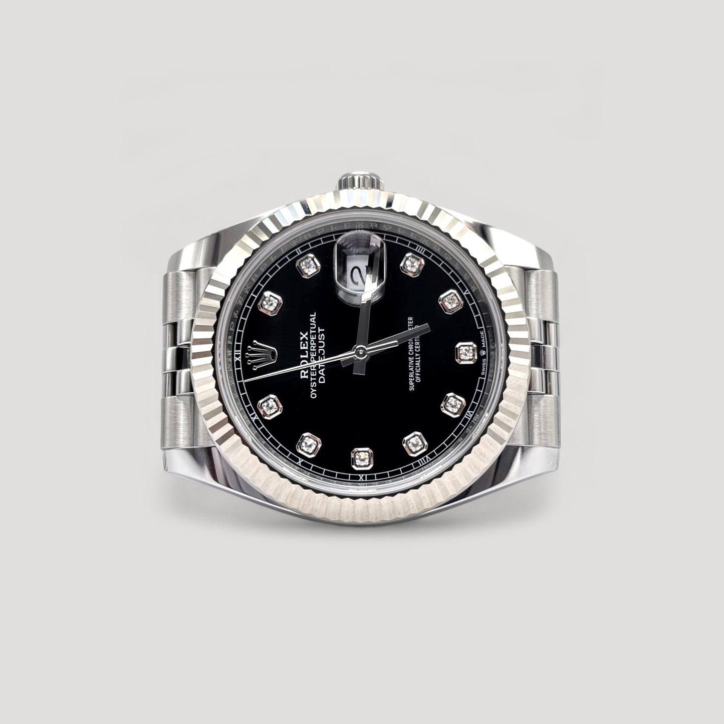 Brand New Rolex Datejust Black w/ 10 Points Diamond Jubilee 41mm 126334