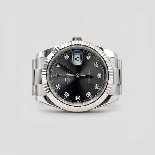 Mint Rolex Datejust Slate w/ 10 Points Diamond Oyster 41mm 126334