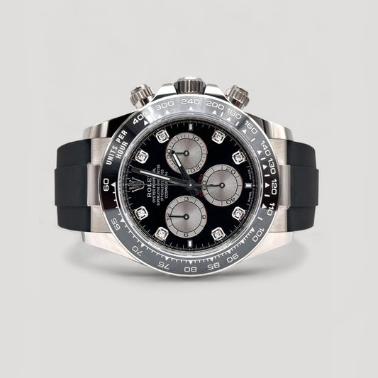 LNIB Rolex Daytona Black & Steel w/ 8 Points Diamond Oysterflex White Gold 40mm 126519LN