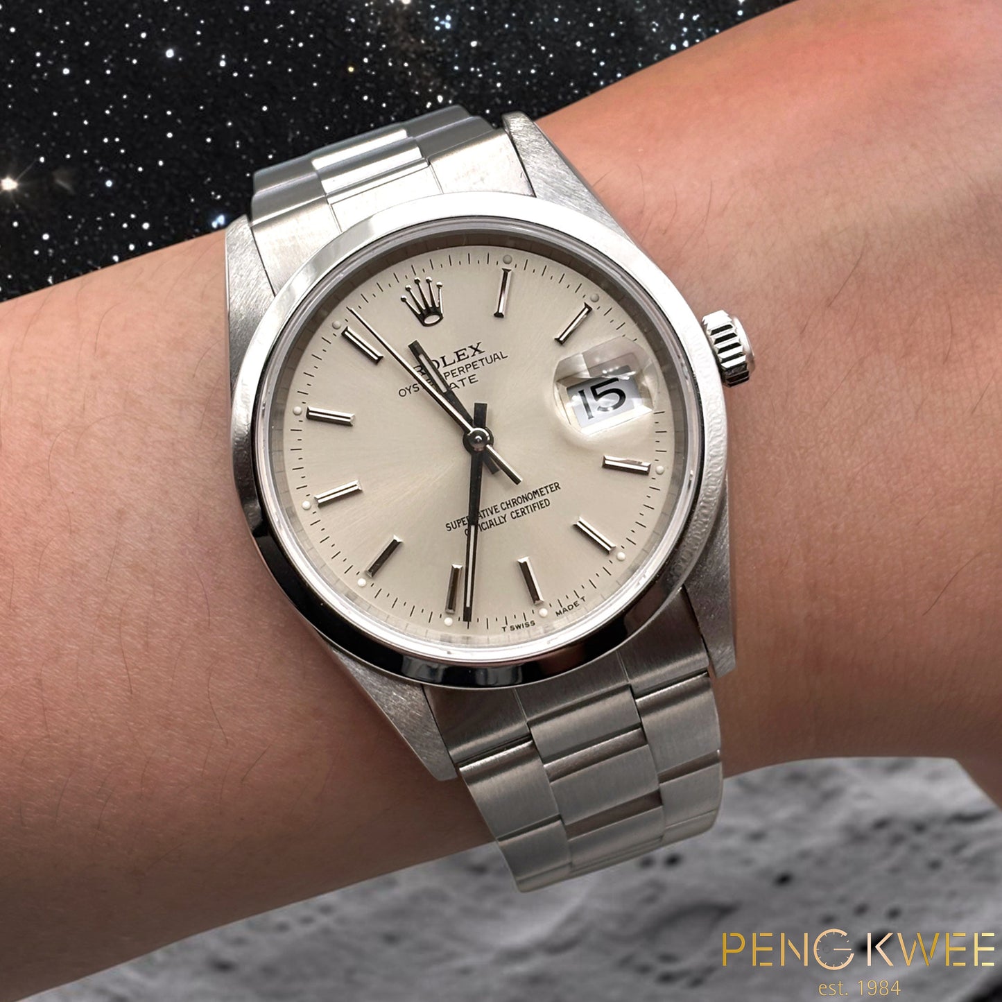 Rolex Oyster Perpetual Date Silver 34mm 15200