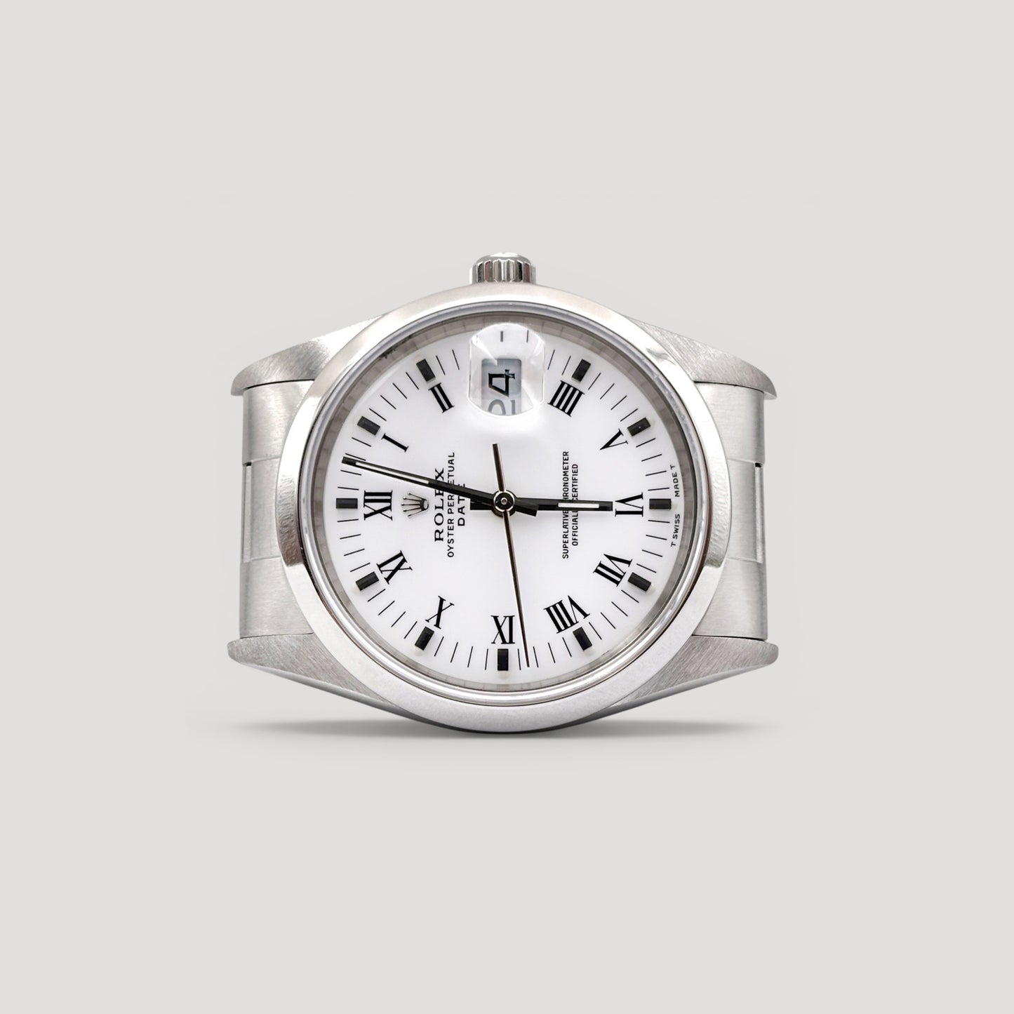 Rolex Oyster Perpetual Date White Roman 34mm 15200