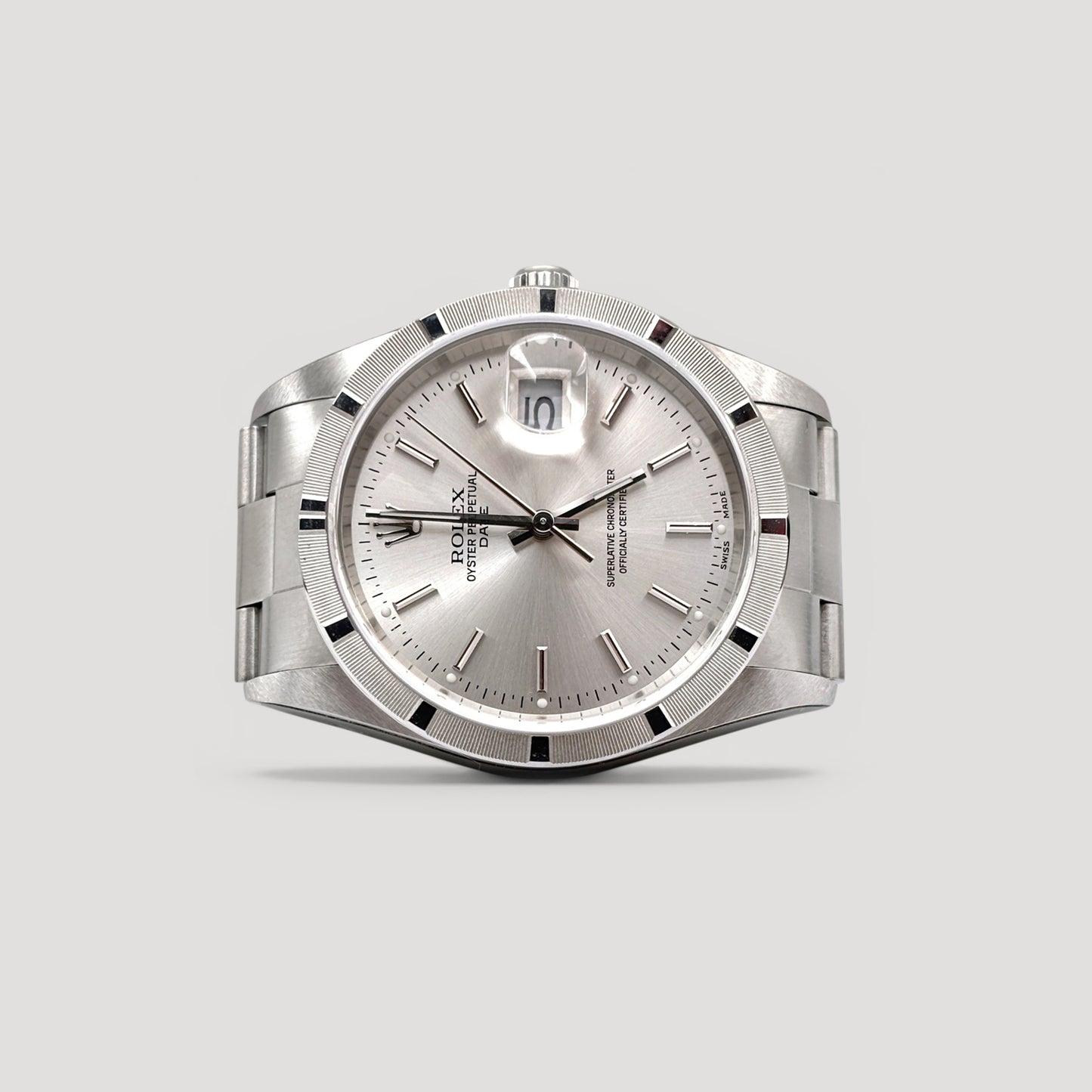 LNIB Rolex Oyster Perpetual Date Silver 34mm 15210