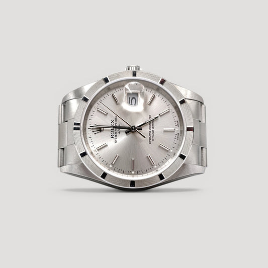 LNIB Rolex Oyster Perpetual Date Silver 34mm 15210