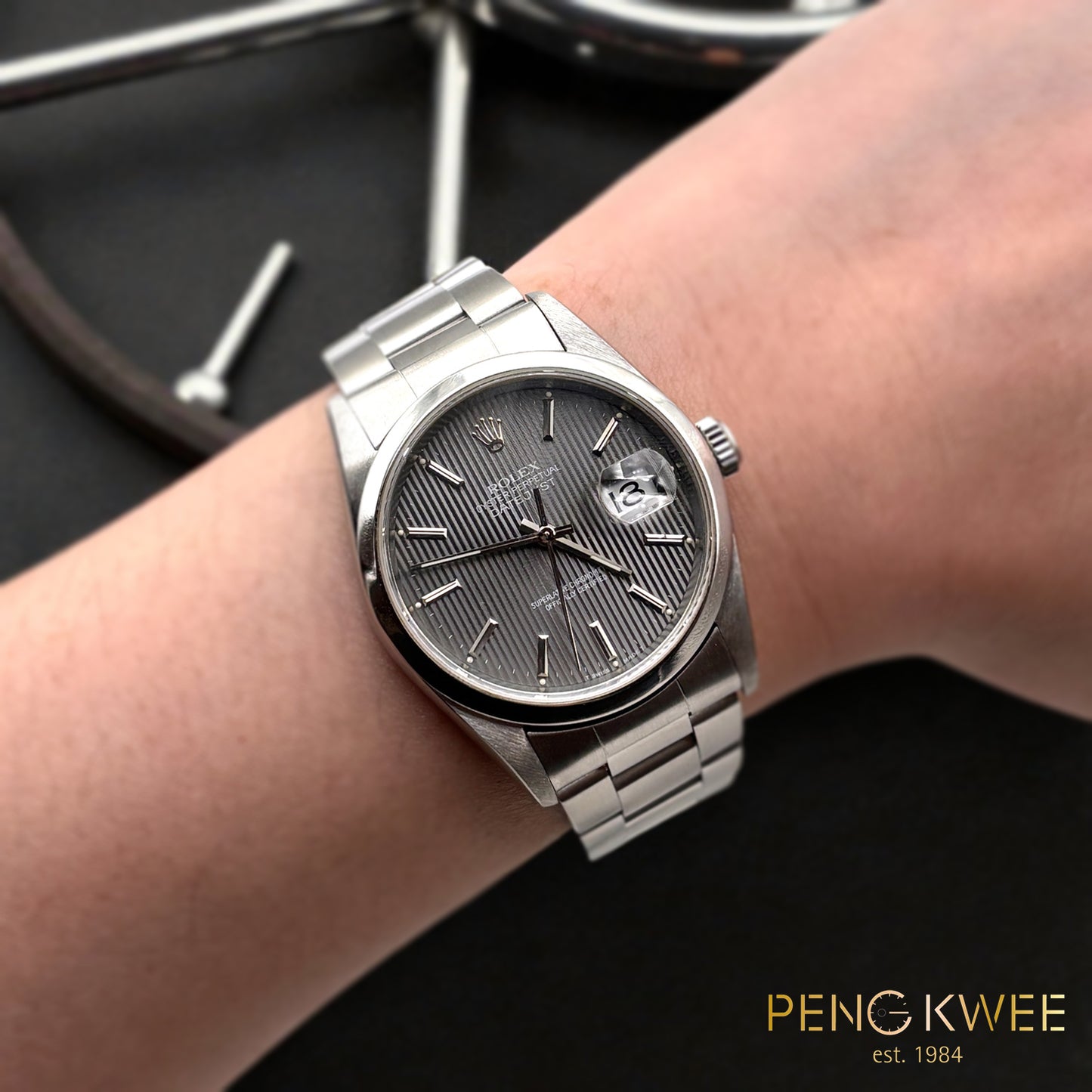 Mint Rolex Datejust Grey Tapestry Tritium Oyster 36mm 16200