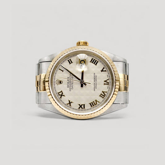 Rolex Datejust Ivory Pyramid Roman Jubilee 36mm 16233