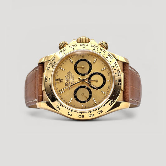 Mint Rolex Daytona Zenith Champagne Leather Yellow Gold 40mm 16518
